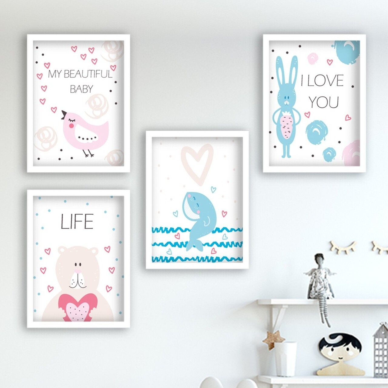 Set 4 tablouri decorative, SET_122, Lulu, 34x44 cm, plastic - imagine 4